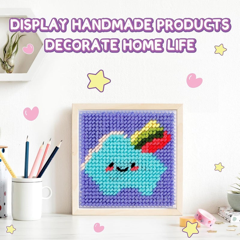 Caydo 8-in-1 Cross Stitch Kit for Beginners Kids, Includes 8 PCS Plastic Canvas with Pre-Patterns, 13 Colors Threads, Instructions, Embroidery Needles for Beginners Sewing - Image 5